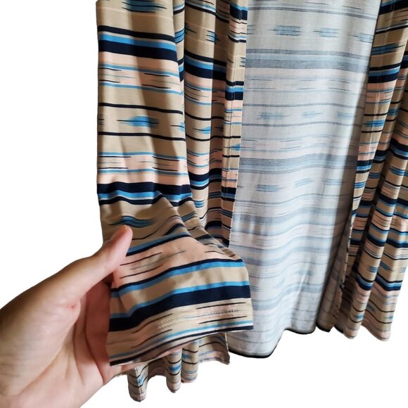 Lands' End Long Open Striped Cardigan with Pockets Rayon Blend XL - Picture 5 of 12